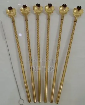 6pcs Reusable Drinking Stainless Straws With Cleaning Brush