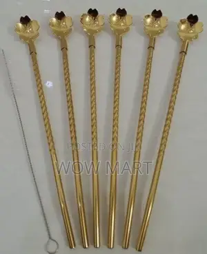 6pcs Reusable Drinking Stainless Straws With Cleaning Brush
