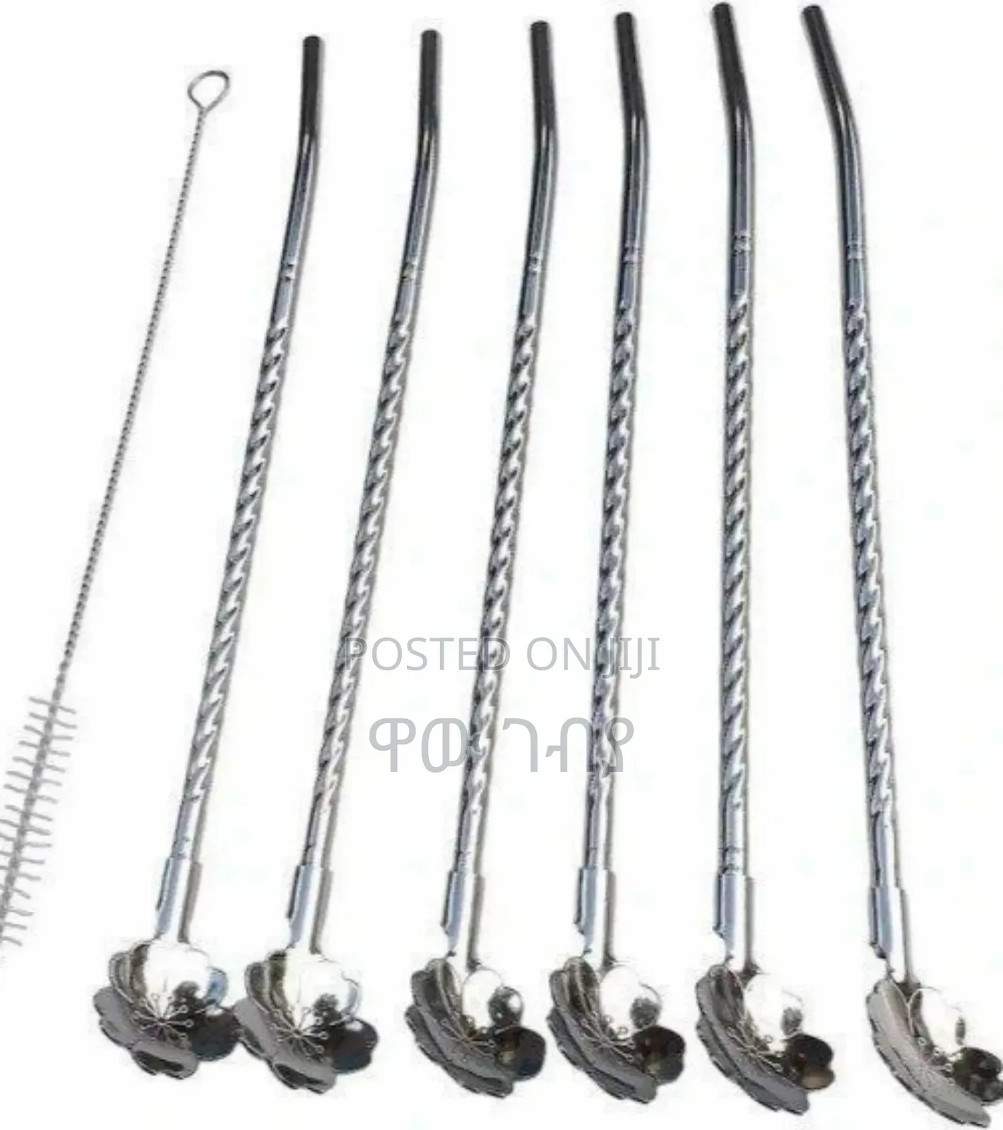 6pcs Reusable Drinking Stainless Straws With Cleaning Brush