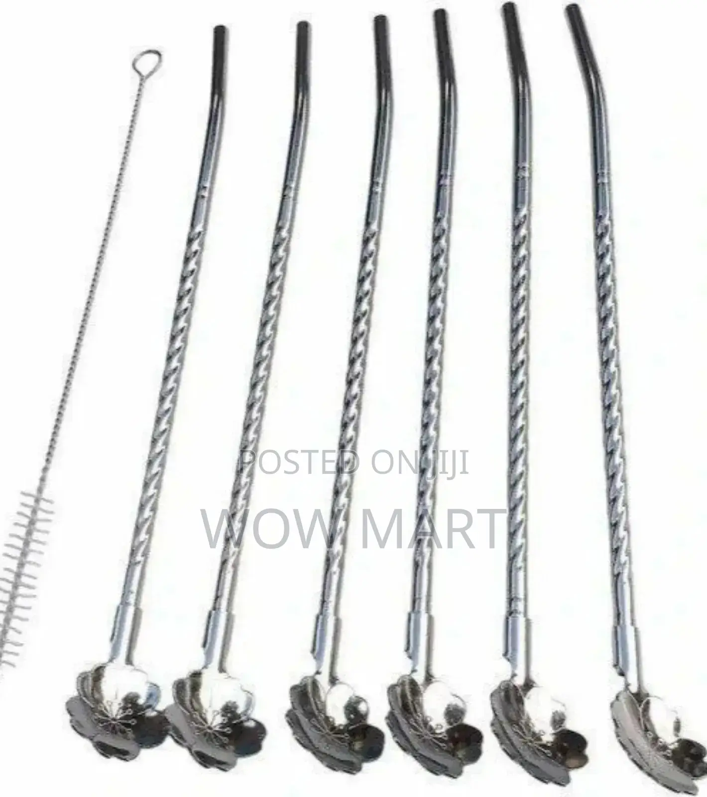 6pcs Reusable Drinking Stainless Straws With Cleaning Brush