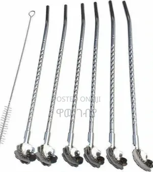 6pcs Reusable Drinking Stainless Straws With Cleaning Brush