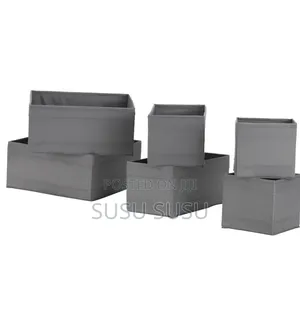 Ikea Organizer Box, Set of 6, Dark Grey and White