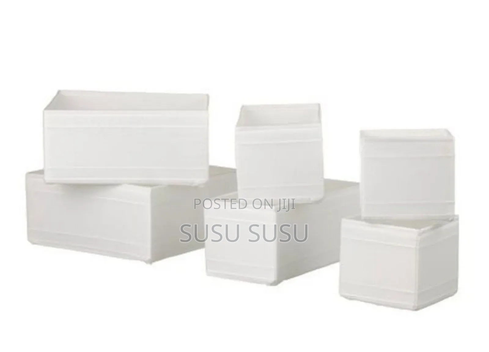 Ikea Organizer Box, Set of 6, Dark Grey and White