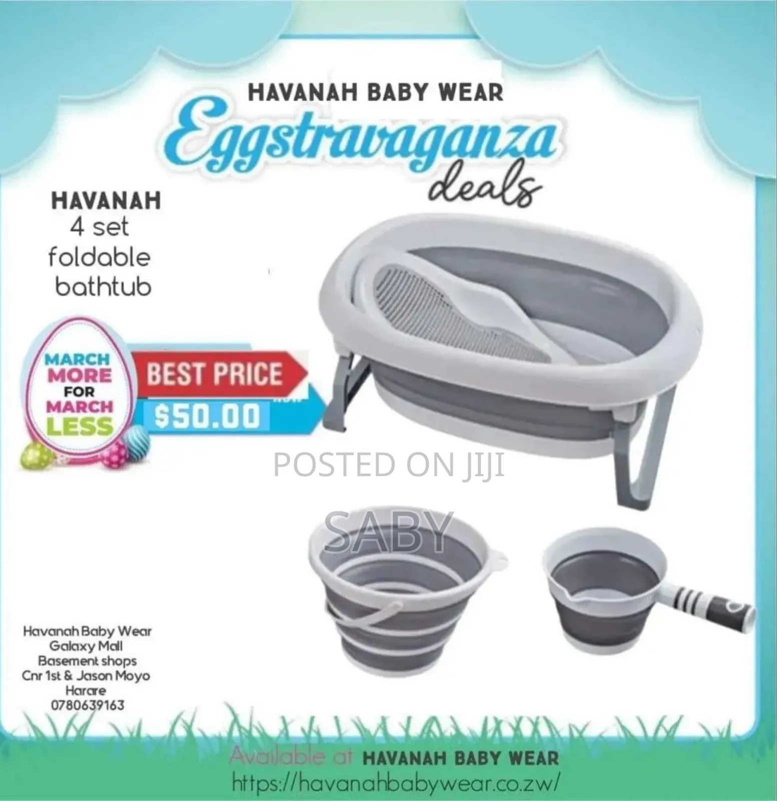 Foldable Baby Bath Tub With Accessories 4-in-1