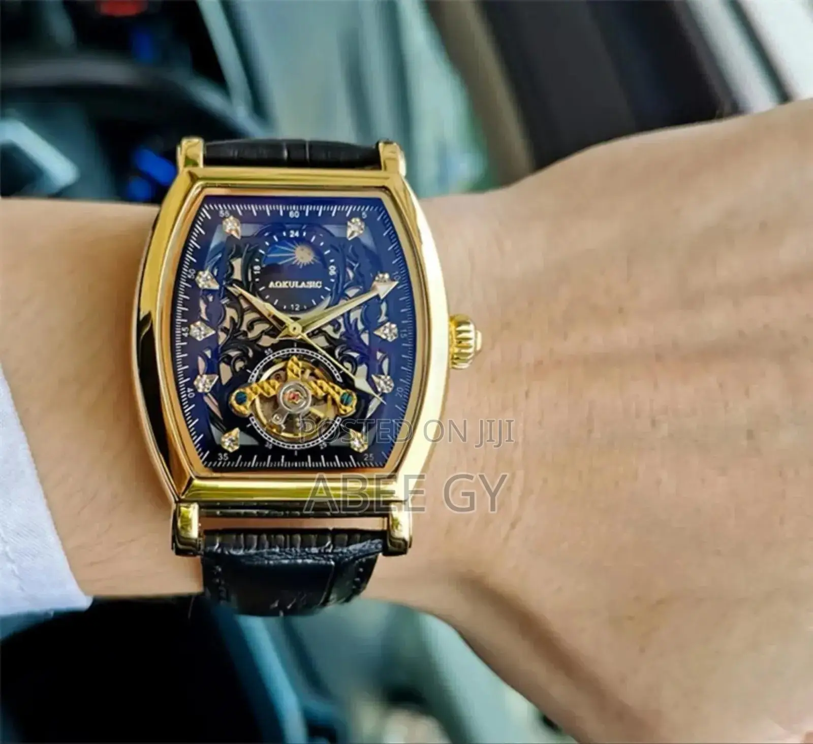 Aokulasic 116117 Luxury Moon Phase Leather Automatic