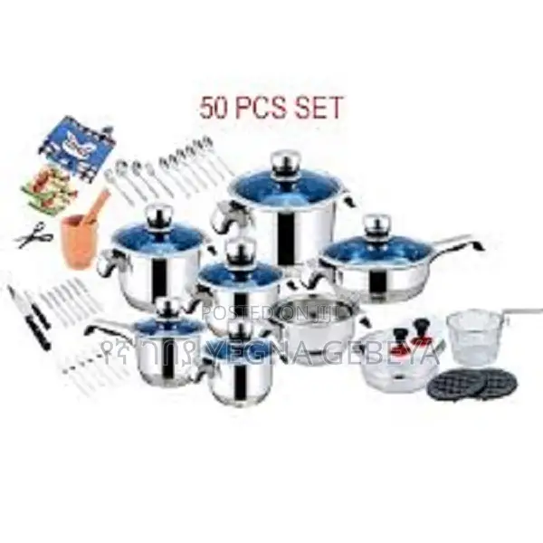 50-Piece Stainless Steel Cookware Set Complete