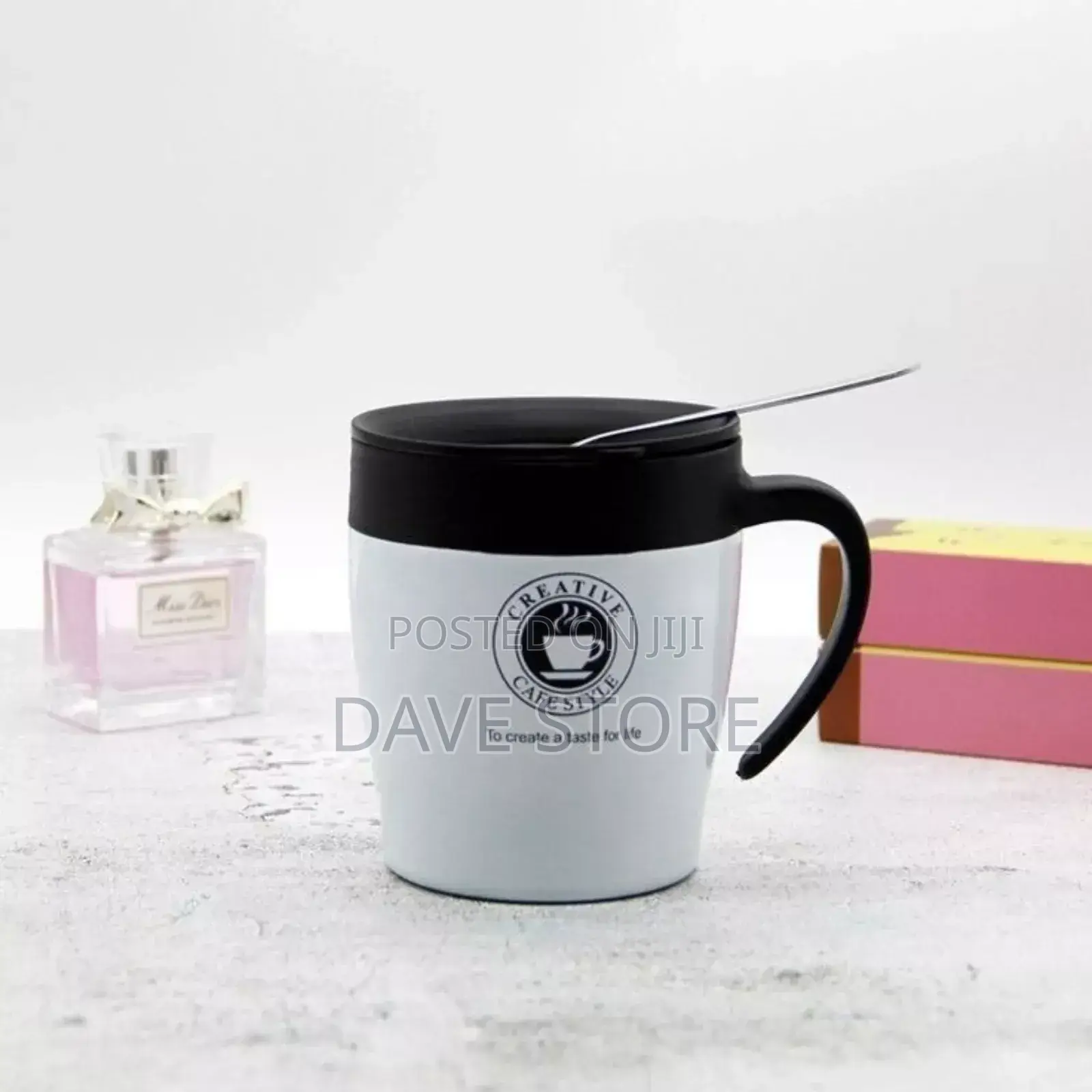 Stainless Still Coffee Mug With Spoon