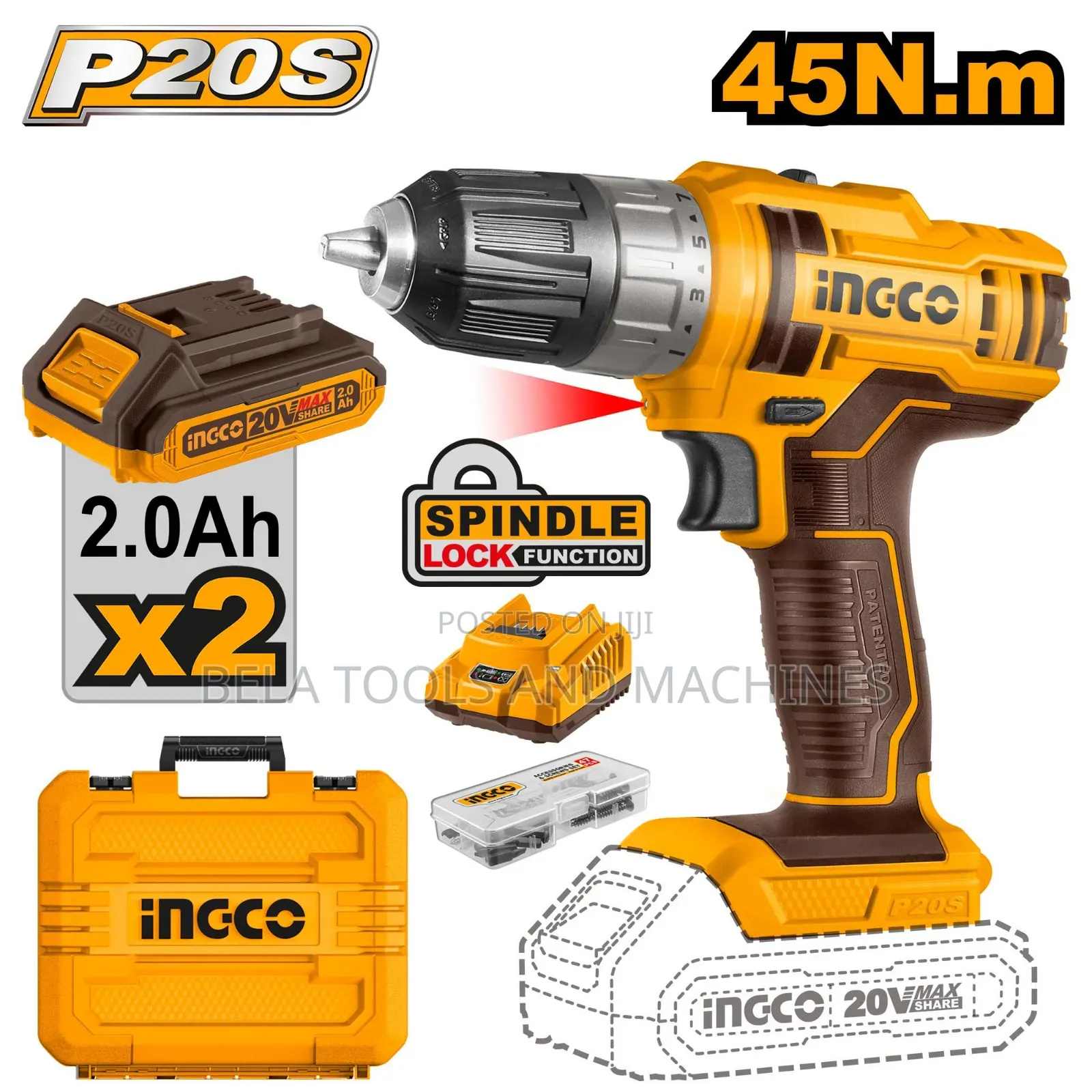 Ingco Cordless Drill 20v Chargeable Drill