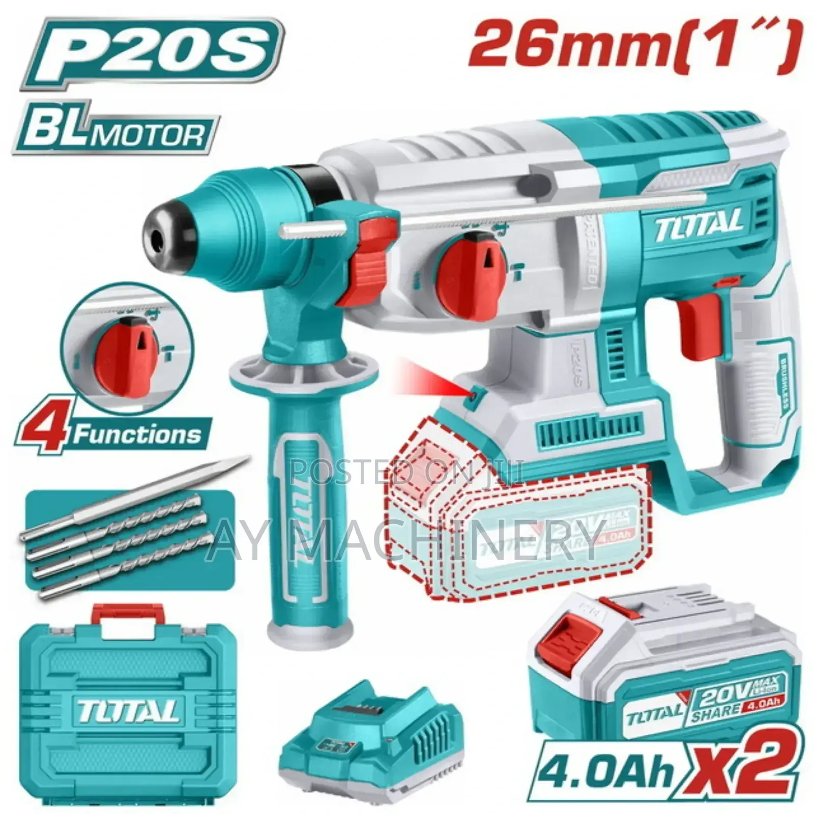 Total Chargeable Hammer Drill በባትሪ የሚሰራ ኮንክሪት ድሪል