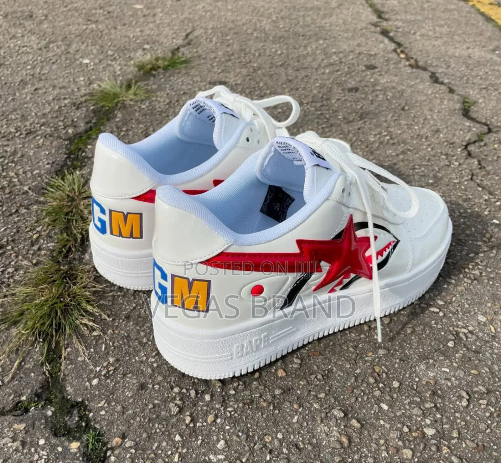 A Bathing Ape Bape White Red Master Quality Shoes