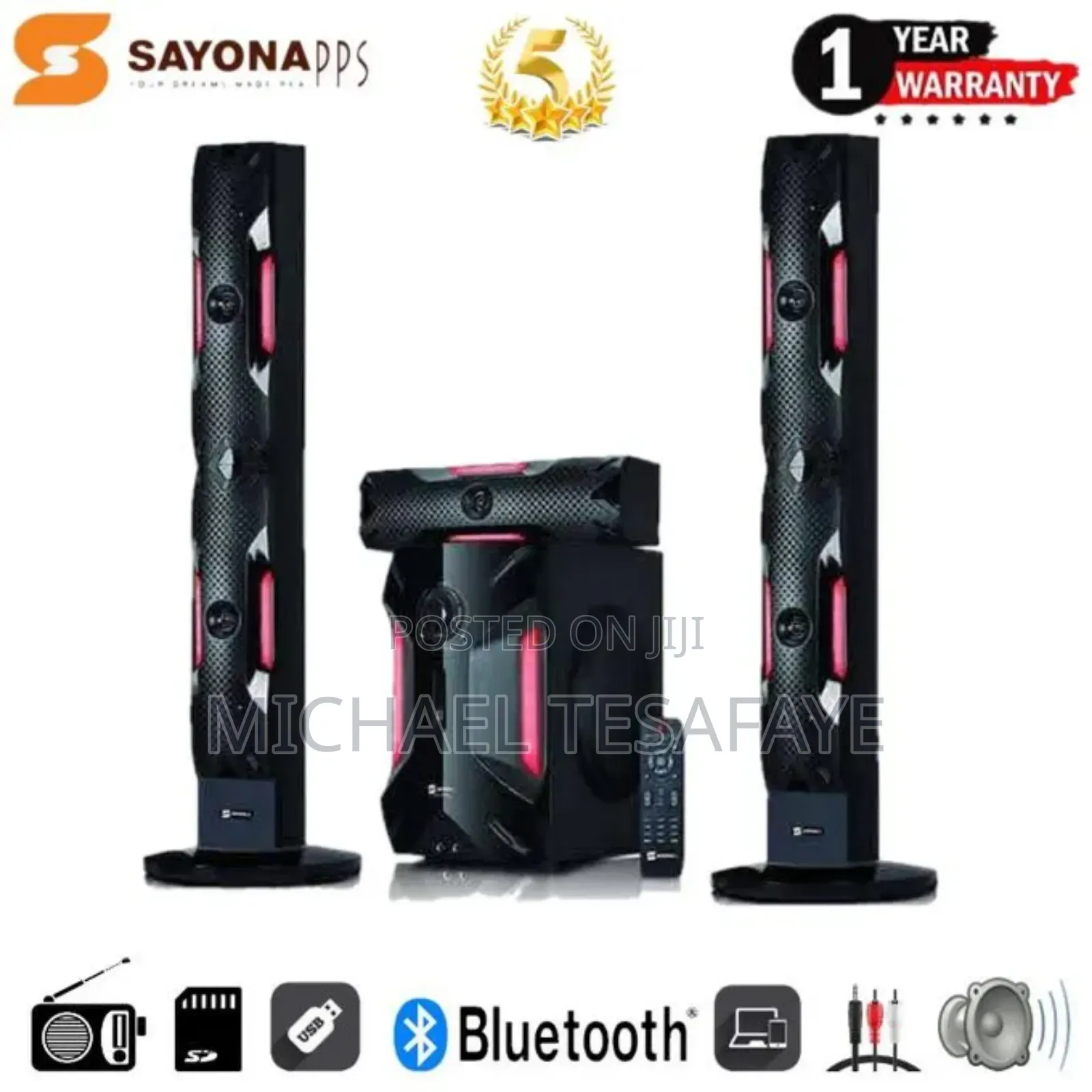 Sayona 3.1 Ch Tall Boy X-Bass Home Theatre Speaker