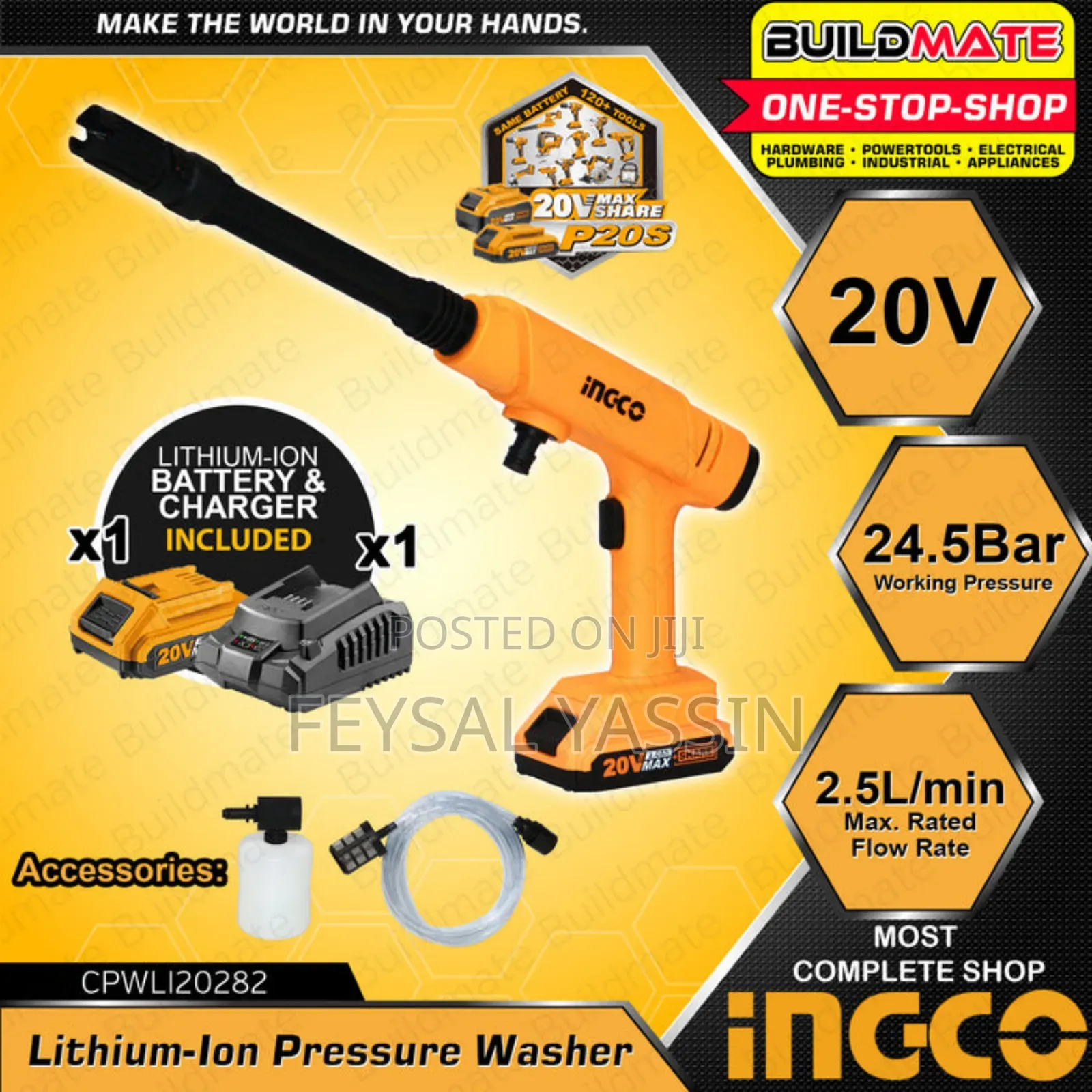 Ineco Lithium -Ion Pressure Washer 20v