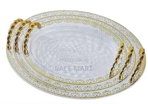 Photo - 3 Sets Serving Acrylic Tray With Golden Handle