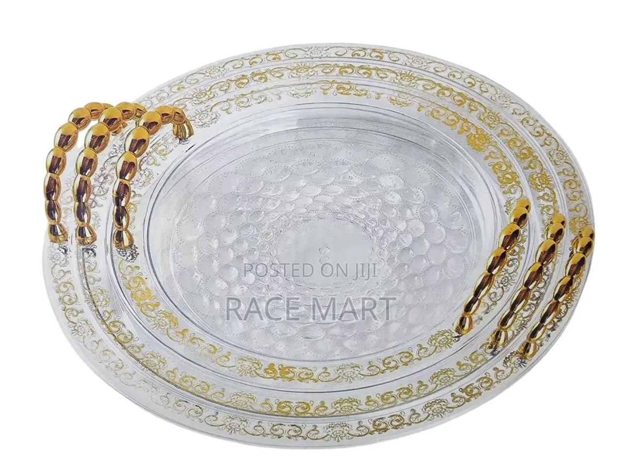 3 Sets Serving Acrylic Tray With Golden Handle