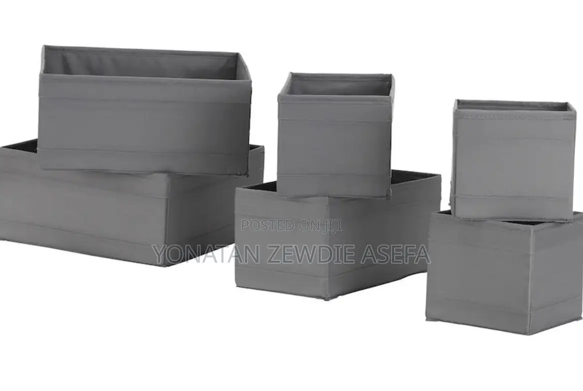 Ikea Organizer Box, Set of 6, Dark Grey