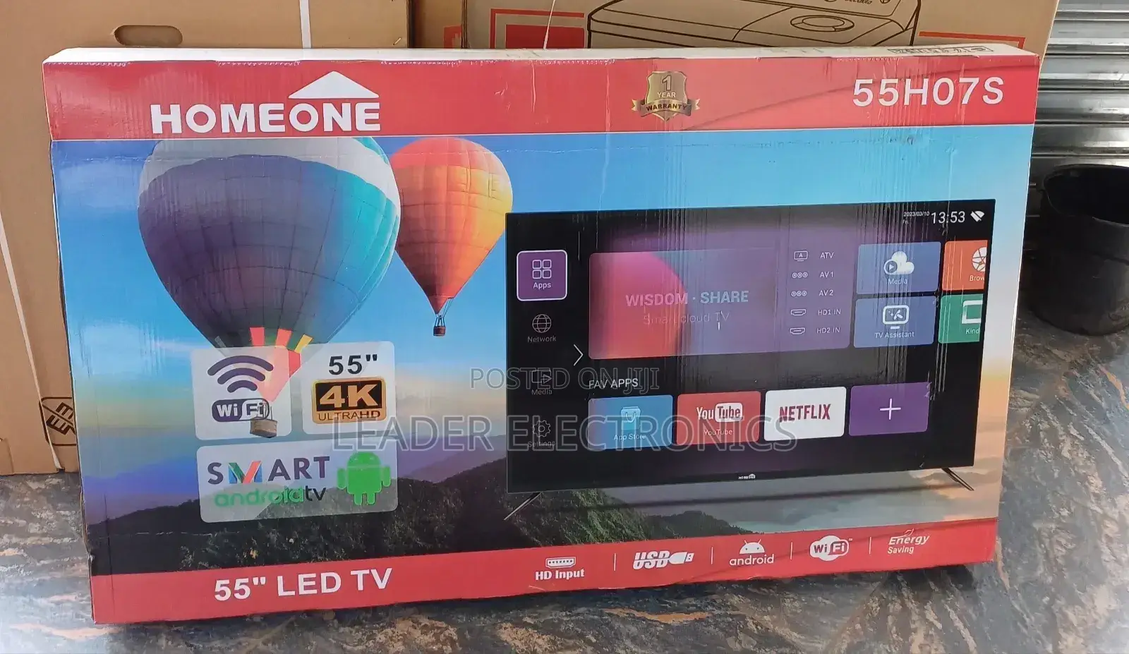 Homeone Tv 55" Smart Android Tv New 2025
