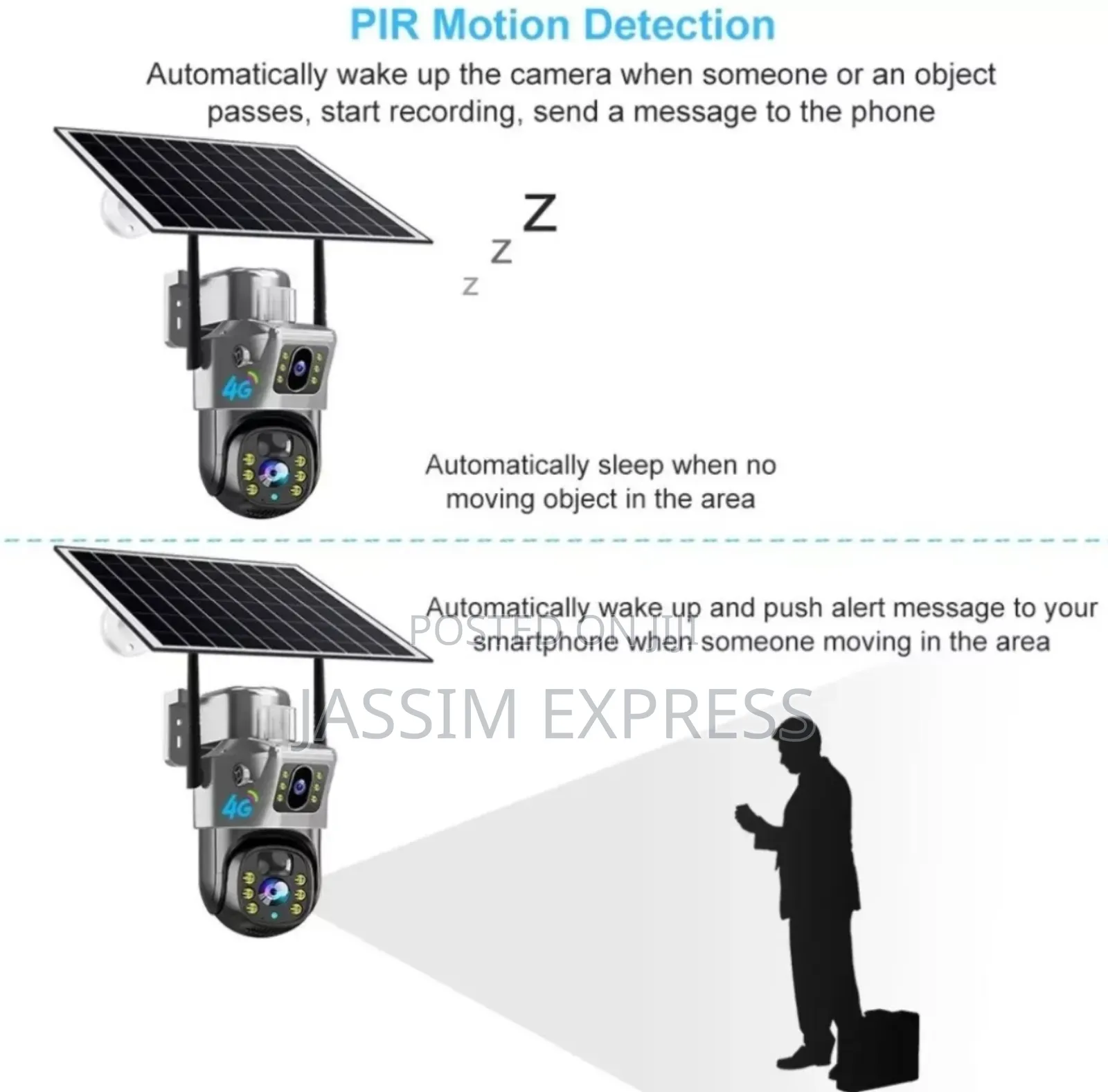 ሲም ካርድ ሚቀበል + በቻርጅ ሚሰራ + Solar Panel Ptz Security Camera