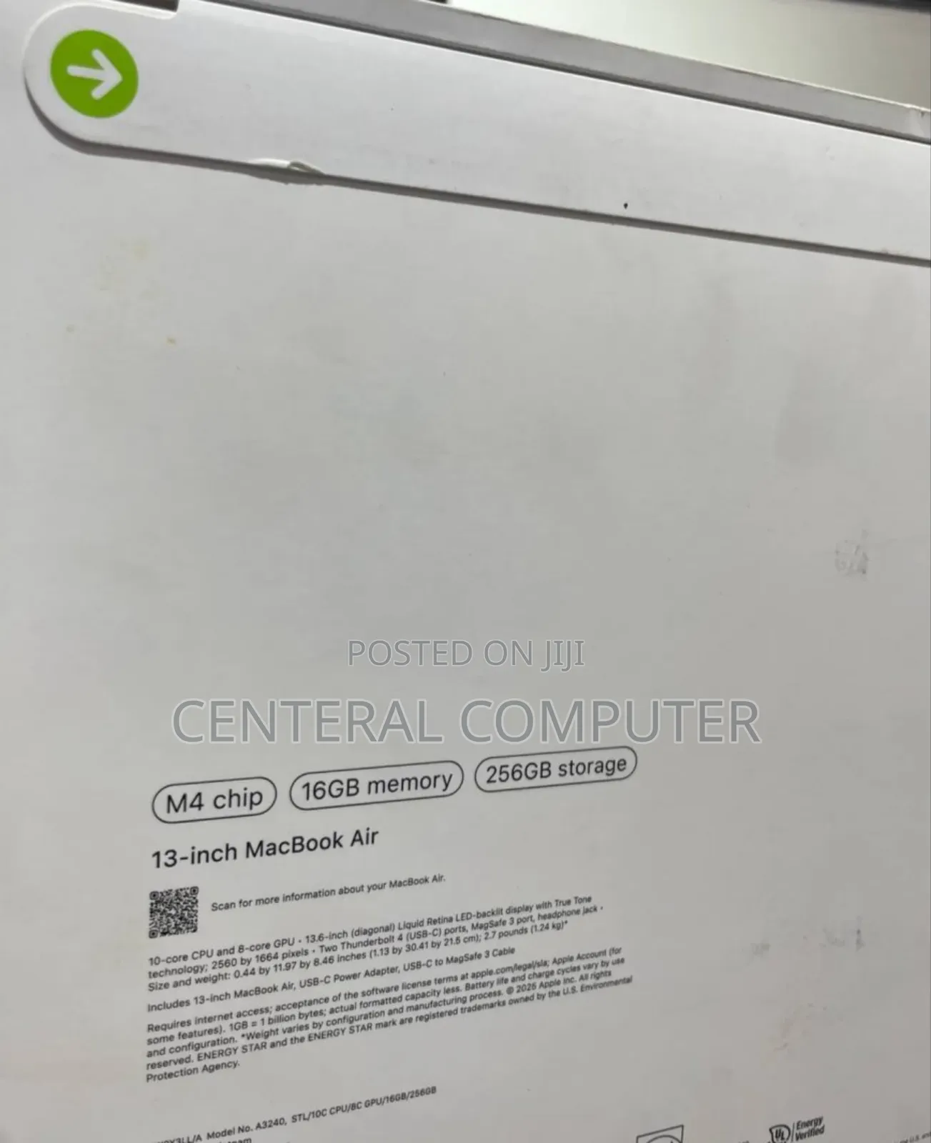 New Laptop Apple MacBook Air 2025 M4 13-Inch 16GB Apple M4 SSD 256GB