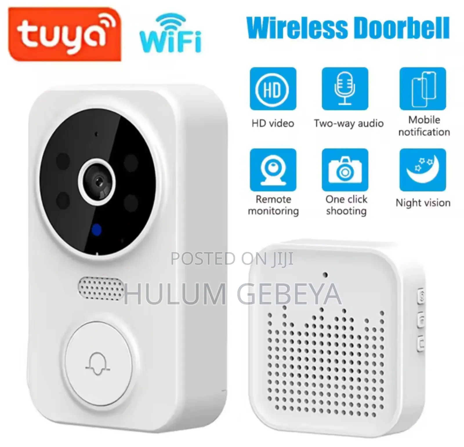 ከ Wi-Fi ጋር መገናኘት የሚችል ባለ ካሜራ የበር ደዉል Wireless Doorbell