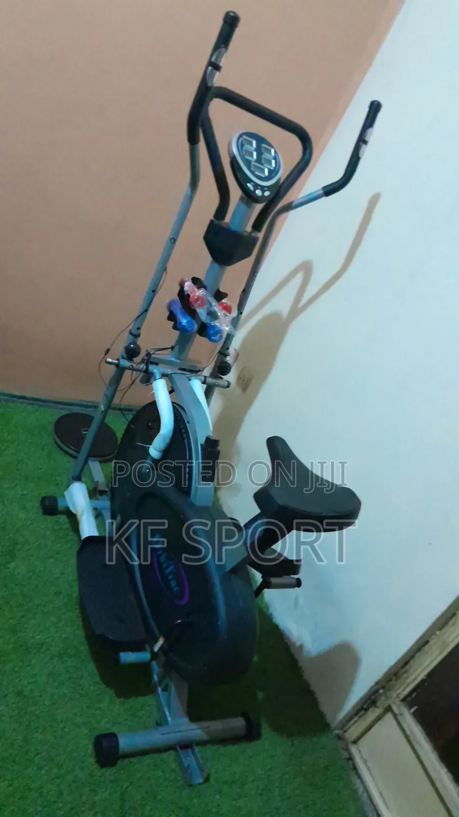 Exercise Bike With a Set of Dumbbell