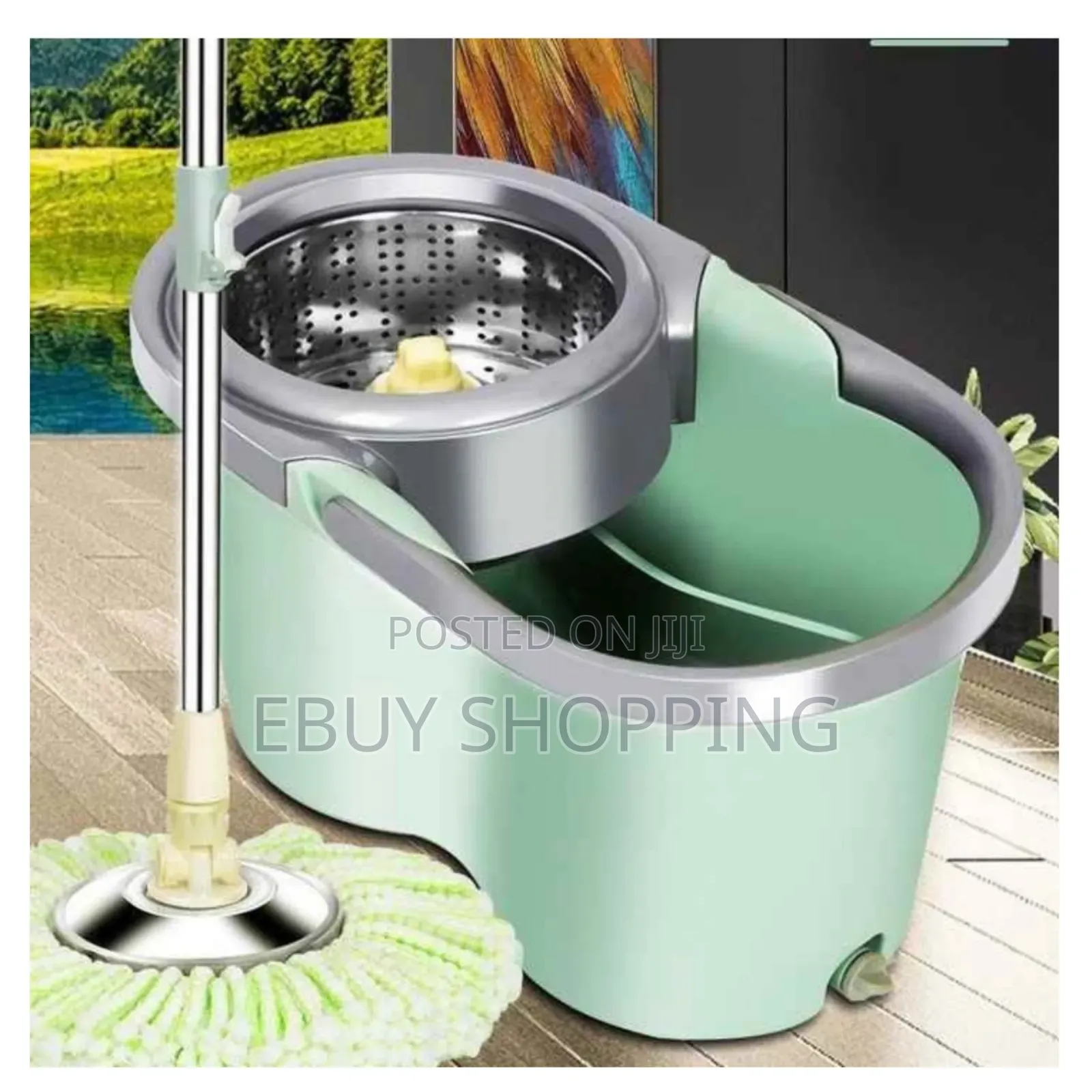Heavy-Duty Mop for Hard Floors + Splash Guard Bucket