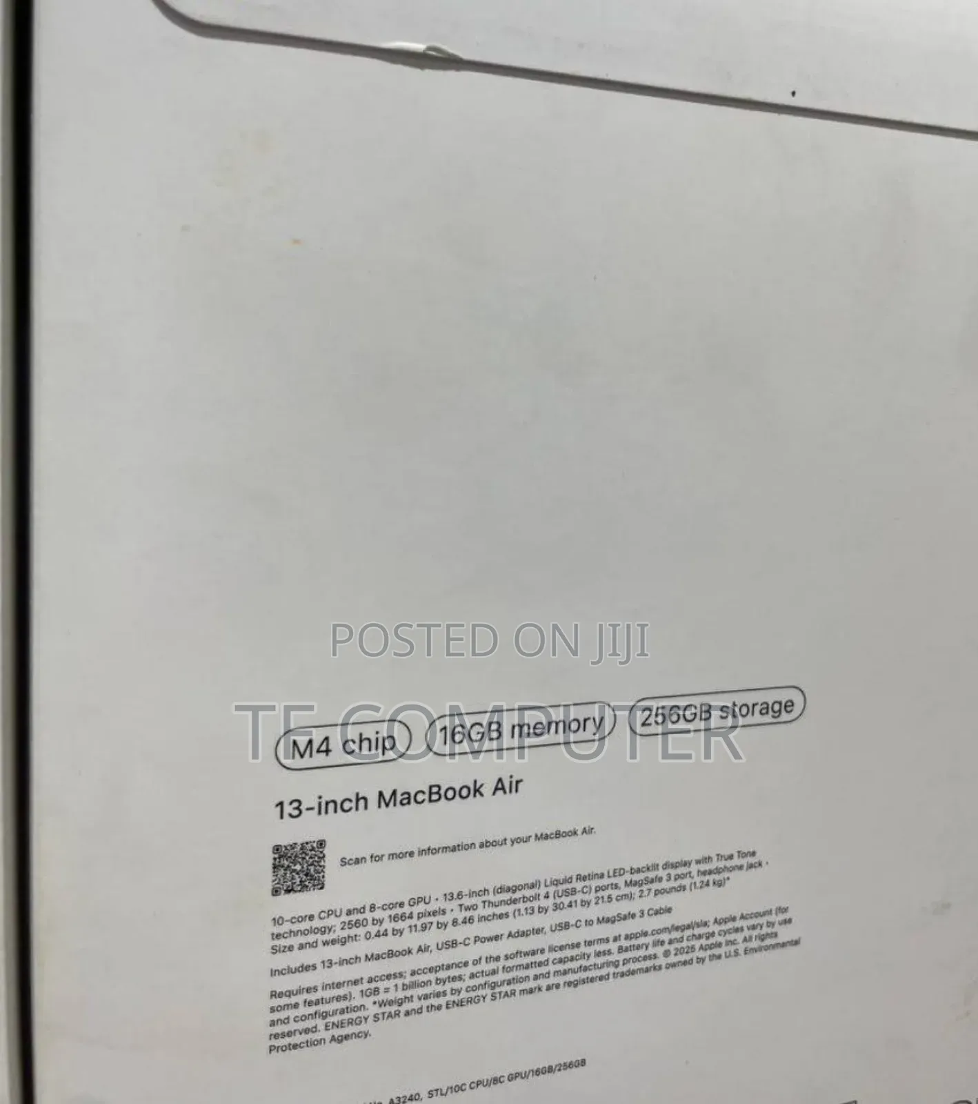 New Laptop Apple MacBook Air 2025 M4 13-Inch 16GB Apple M4 SSD 256GB