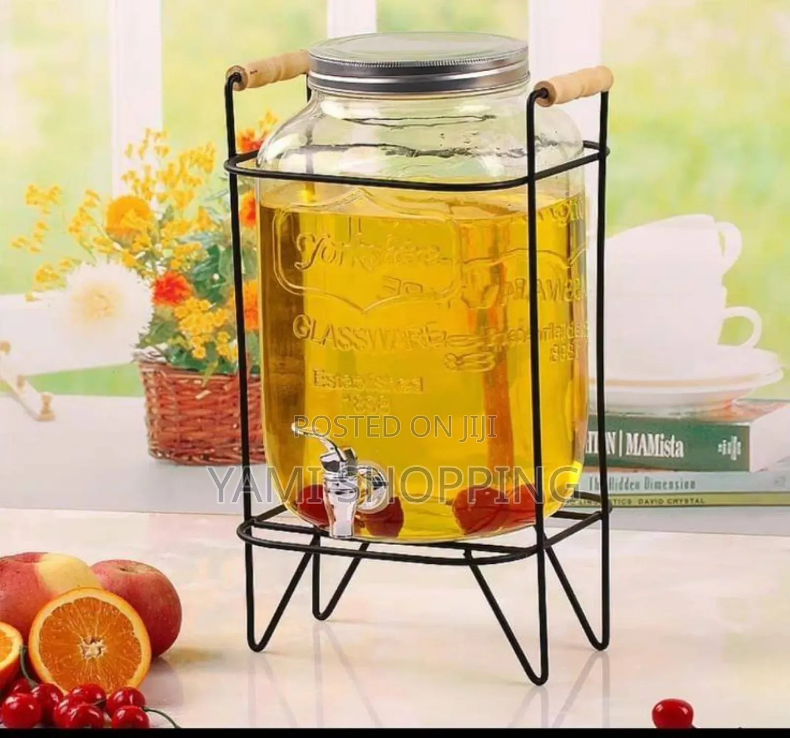 Glass Dispenser Jar With Rack