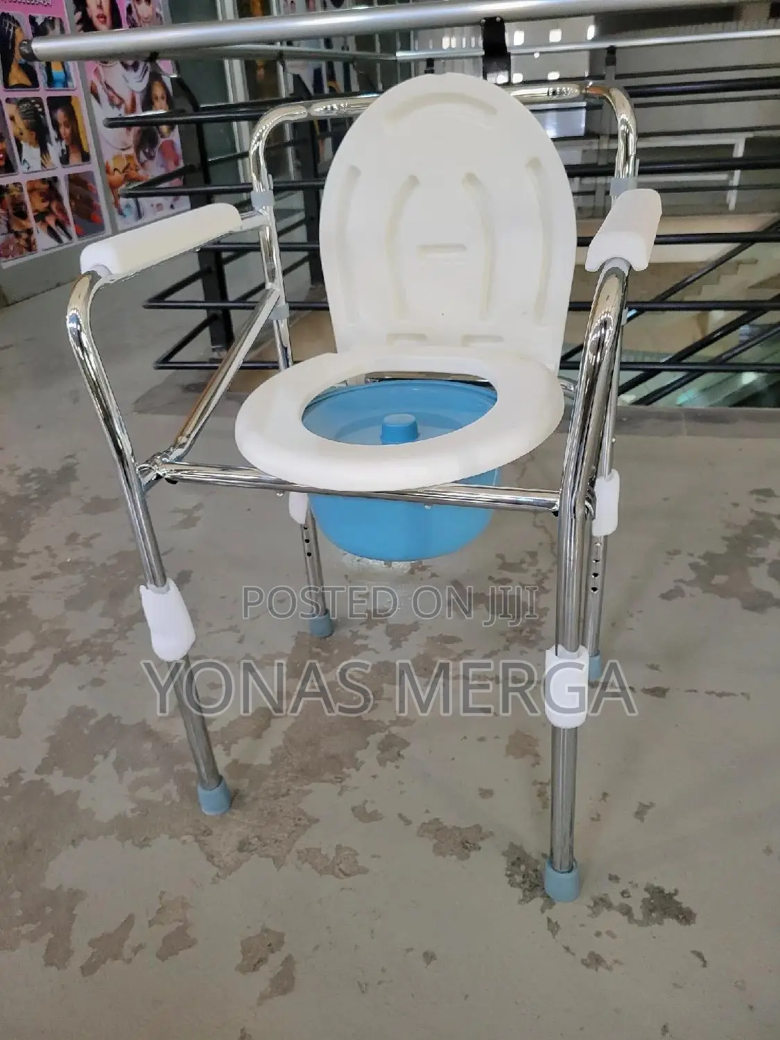 Stainless Steel Plastic Commode Chair, Color : White Silver