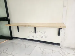 Photo - Mounted Wood Top Table for Office and Coffee House 180×60 Cm