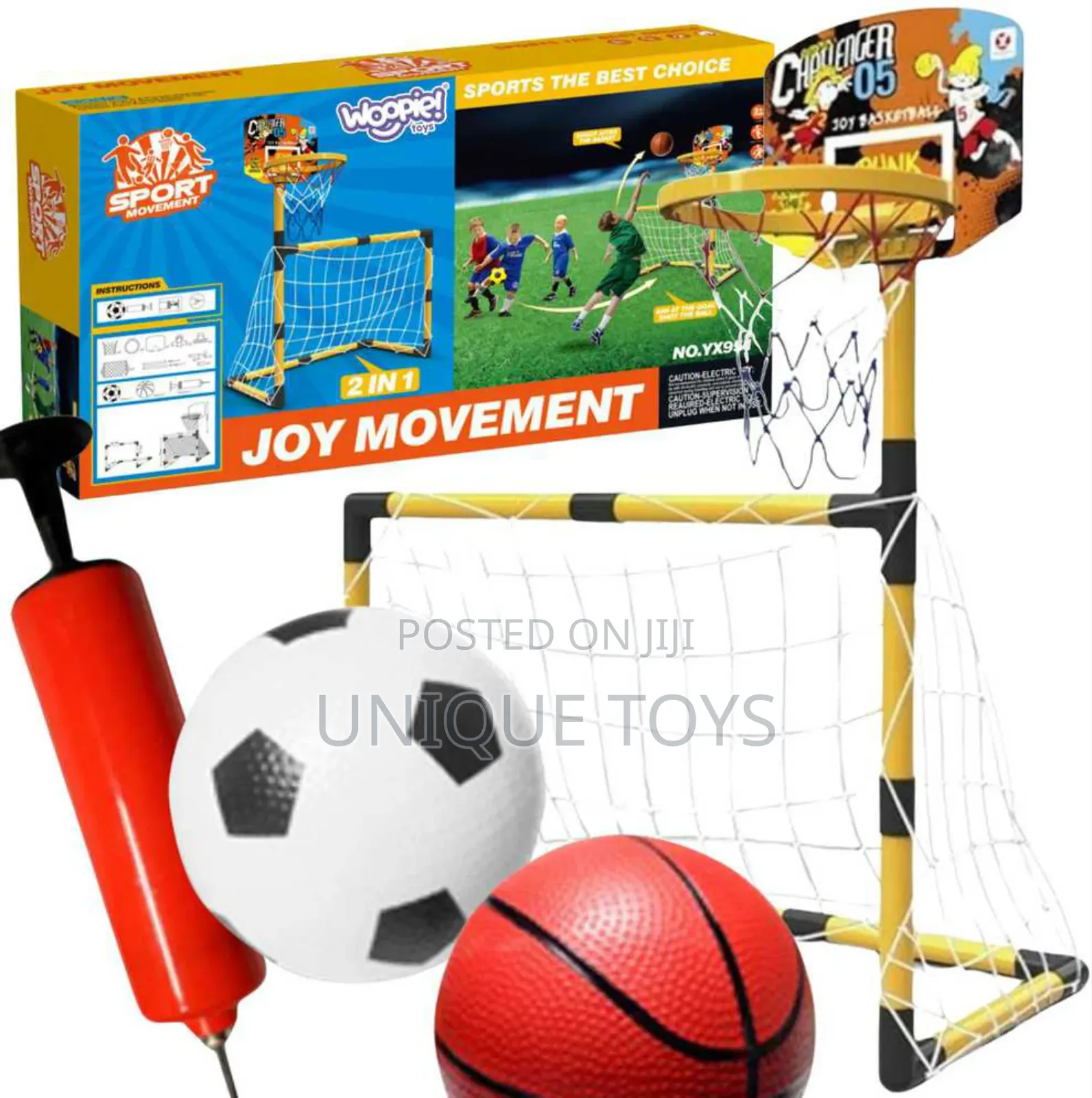 2-in-1 Basketball Hoop Soccer Goal Set