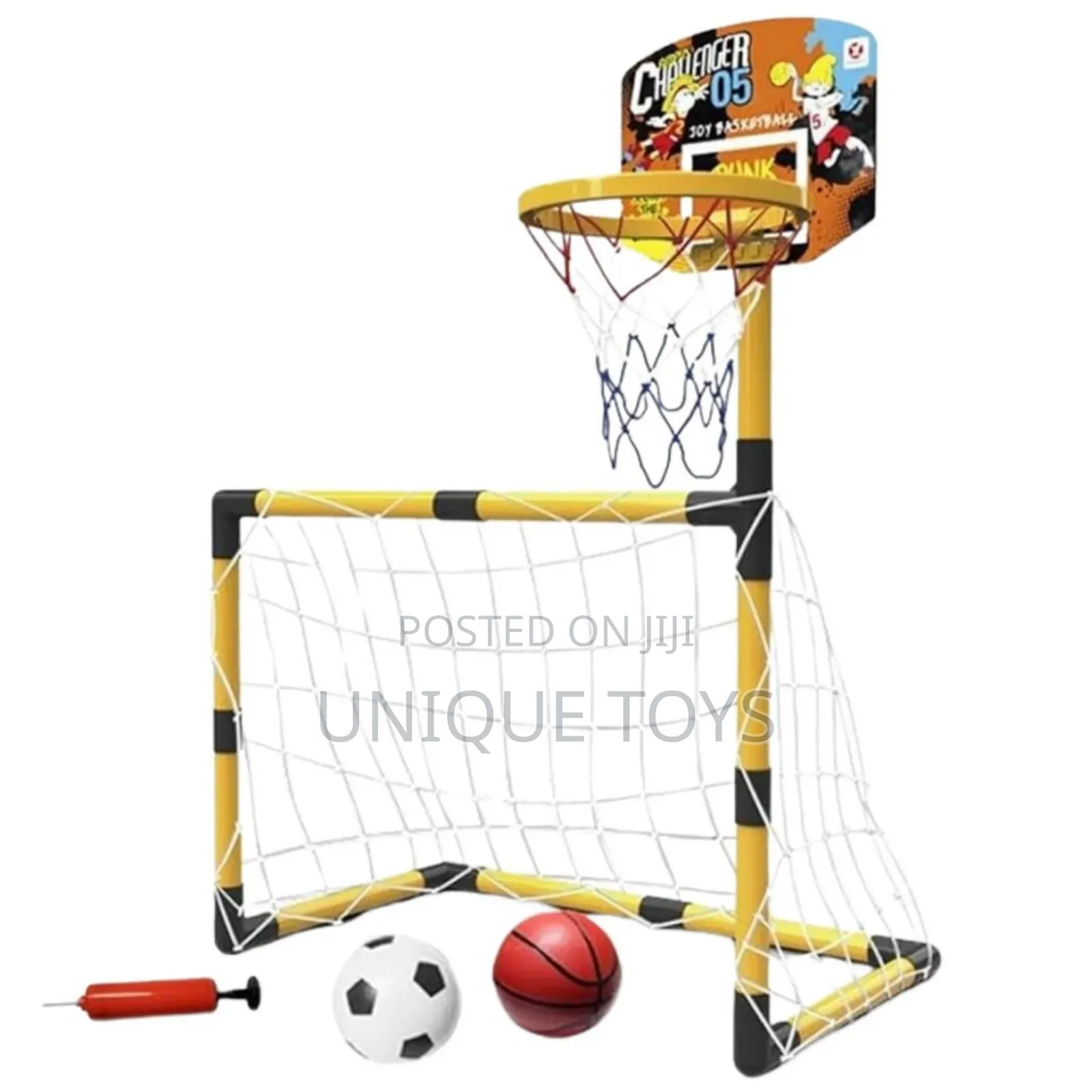 2-in-1 Basketball Hoop Soccer Goal Set