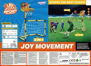 2-in-1 Basketball Hoop Soccer Goal Set