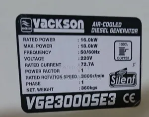 Vackson Air Cooled 18kw 22kva