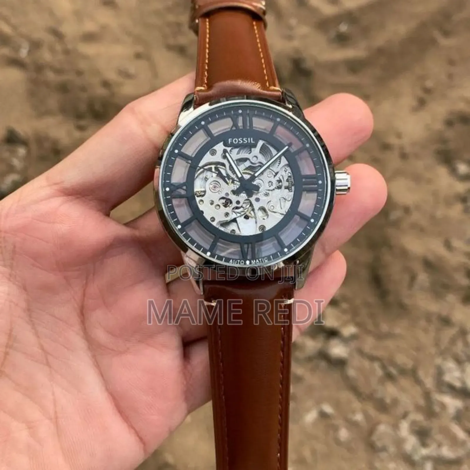 Fossil Leather Strap Automatic Men's Watch