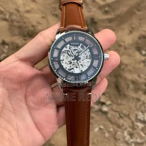 Fossil Leather Strap Automatic Men's Watch