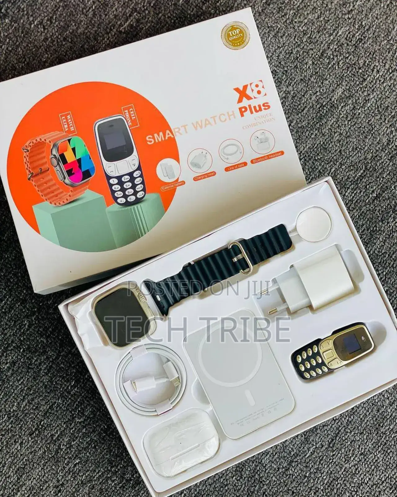 X8 Plus Smartwatch Accompanied by Various Gifts