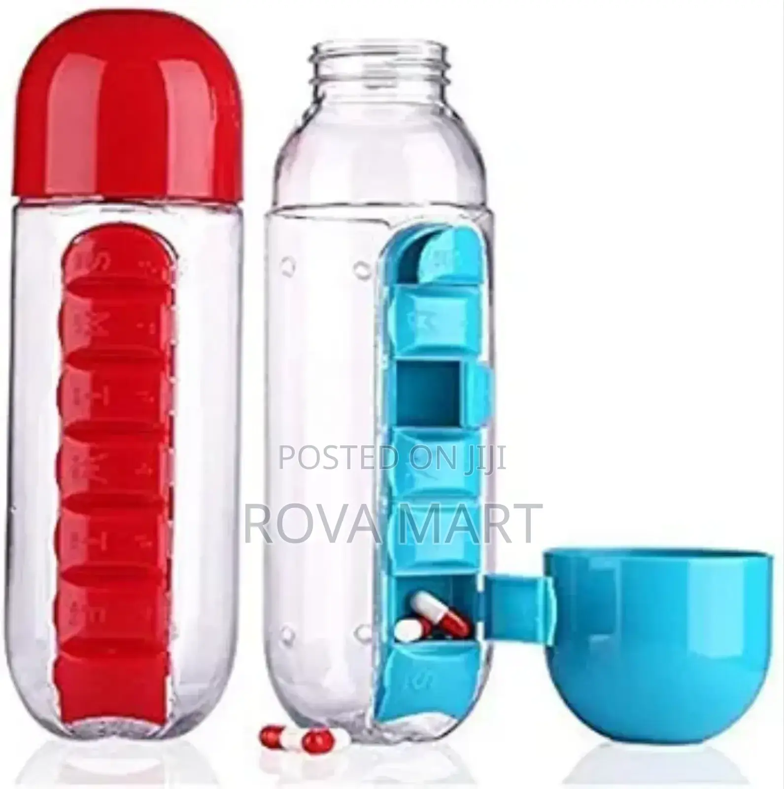 Pill and Vitamin Organizer With Water Bottle