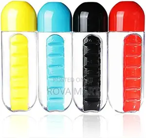 Pill and Vitamin Organizer With Water Bottle