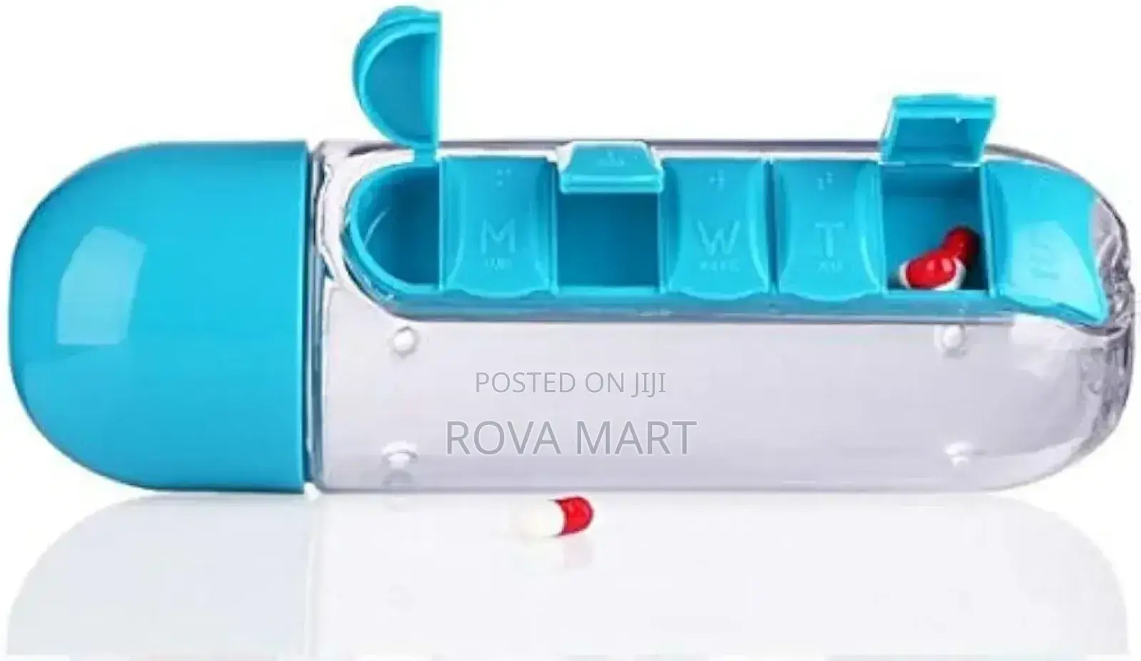 Pill and Vitamin Organizer With Water Bottle