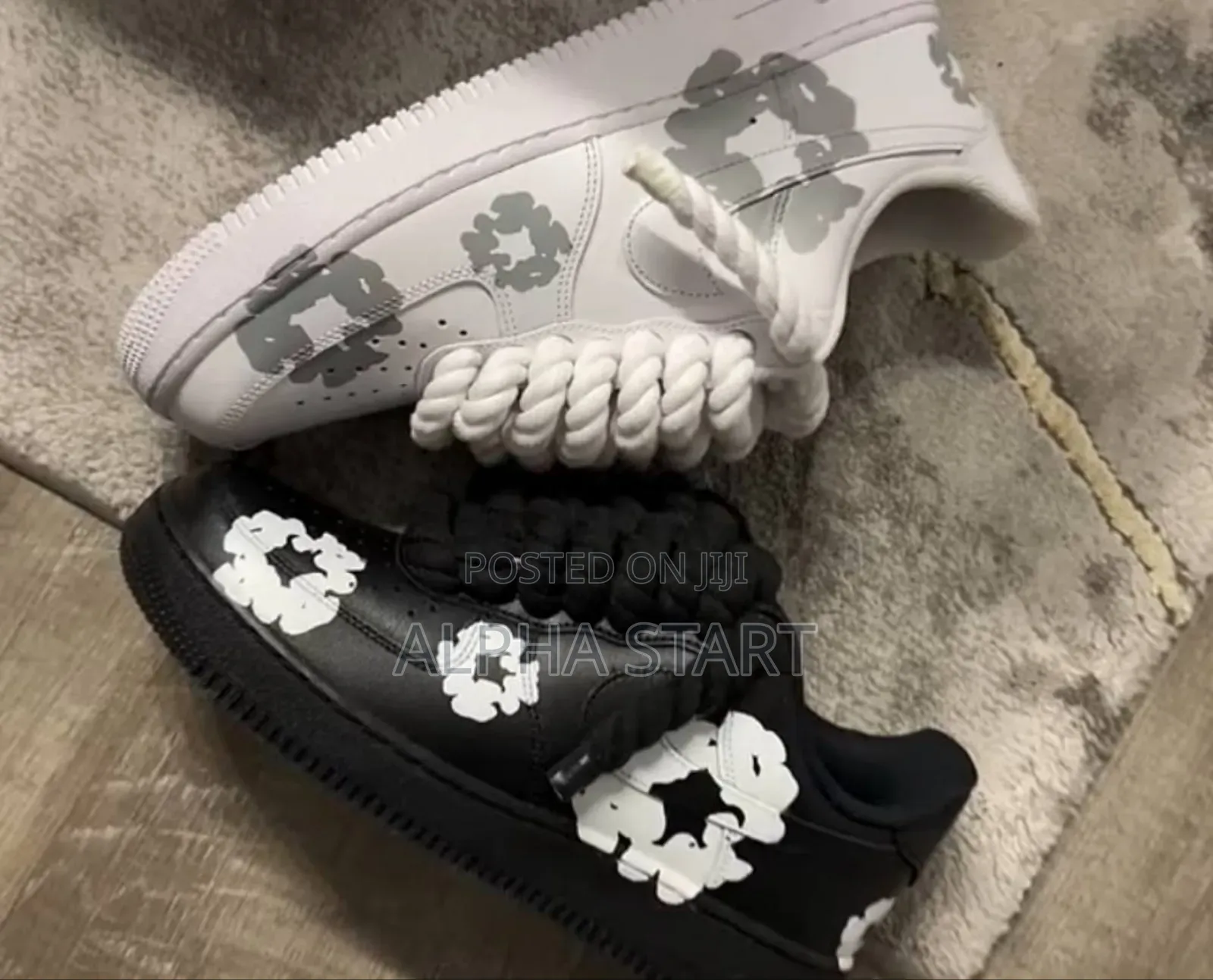 Nike Air Force 1 Low “Denim” Chunky Rope Lace ‘Triple White’