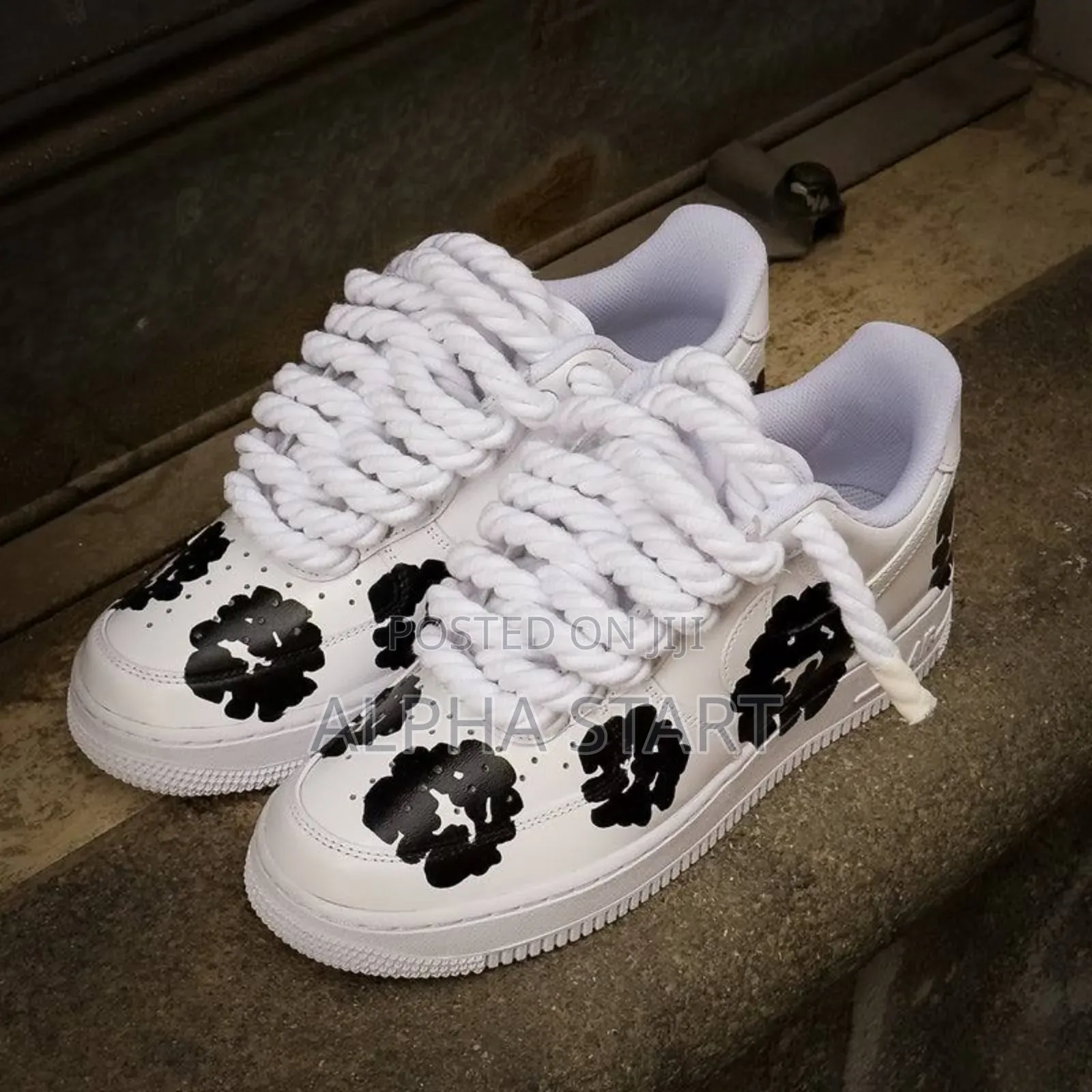 Nike Air Force 1 Low “Denim” Chunky Rope Lace ‘Triple White’