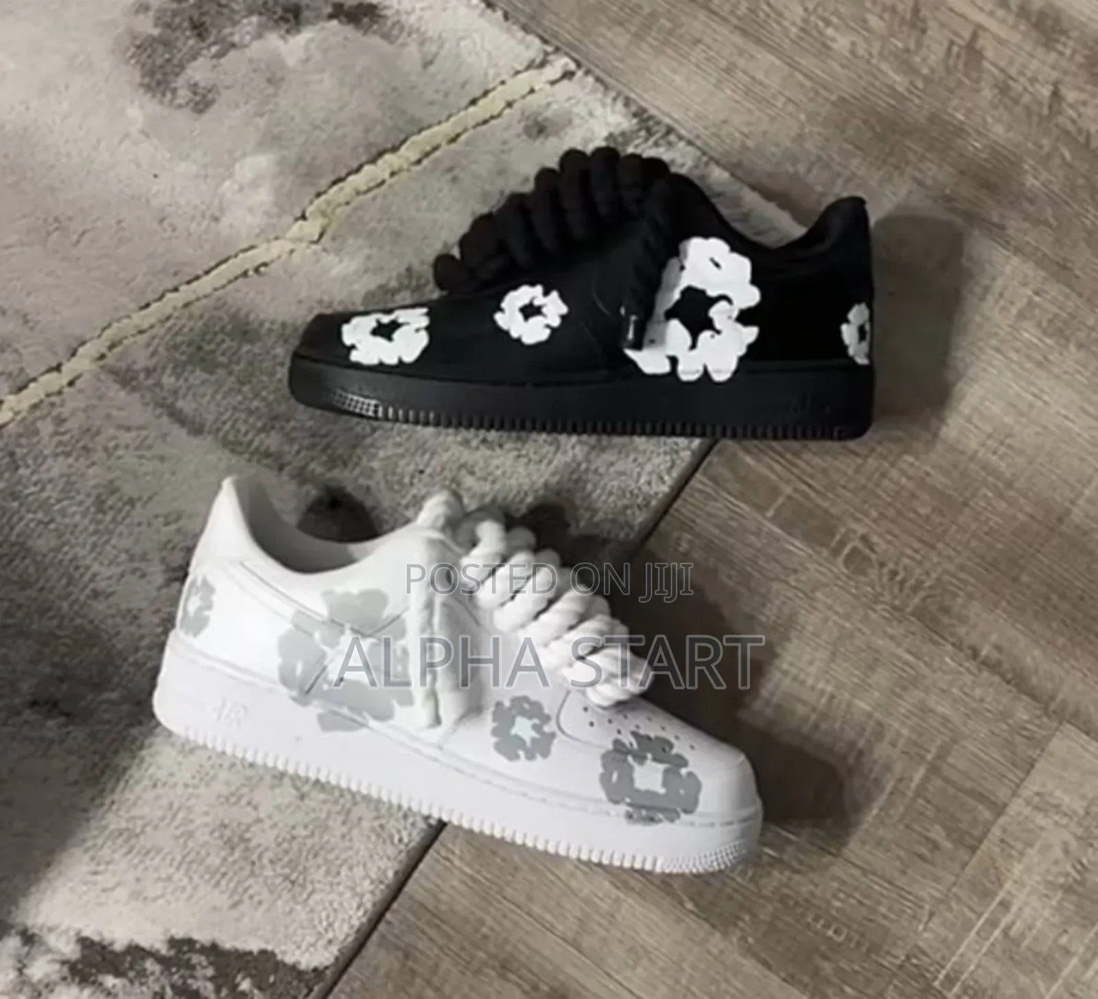 Nike Air Force 1 Low “Denim” Chunky Rope Lace ‘Triple White’