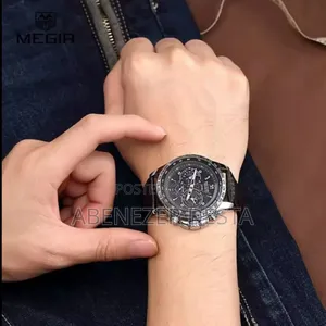 Military Design Luxury Men's Megir Watch, Water Resistant