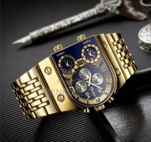 Top Brand Oulm Full Gold Steel Quartz Wrist Watch 3 Time