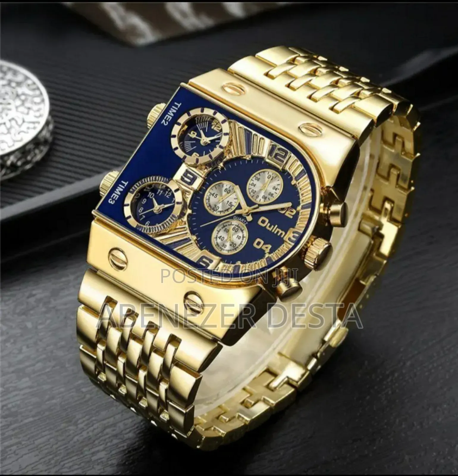 Top Brand Oulm Full Gold Steel Quartz Wrist Watch 3 Time