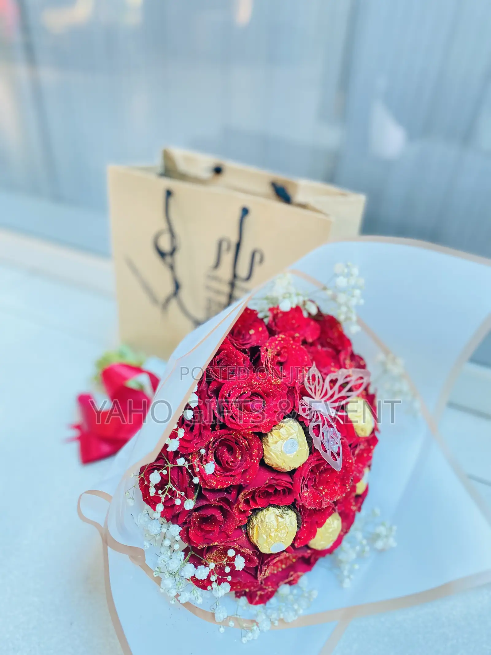 Flower Bouquet and Chocolate Gift