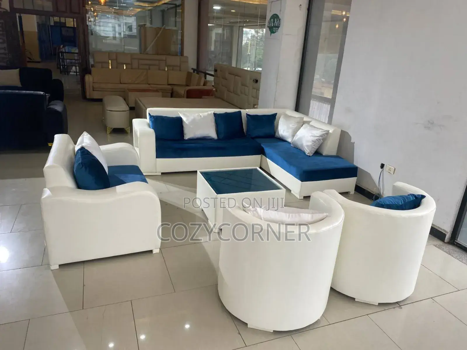 L Shape + 2 Seater+ 2 Mini King Size.
