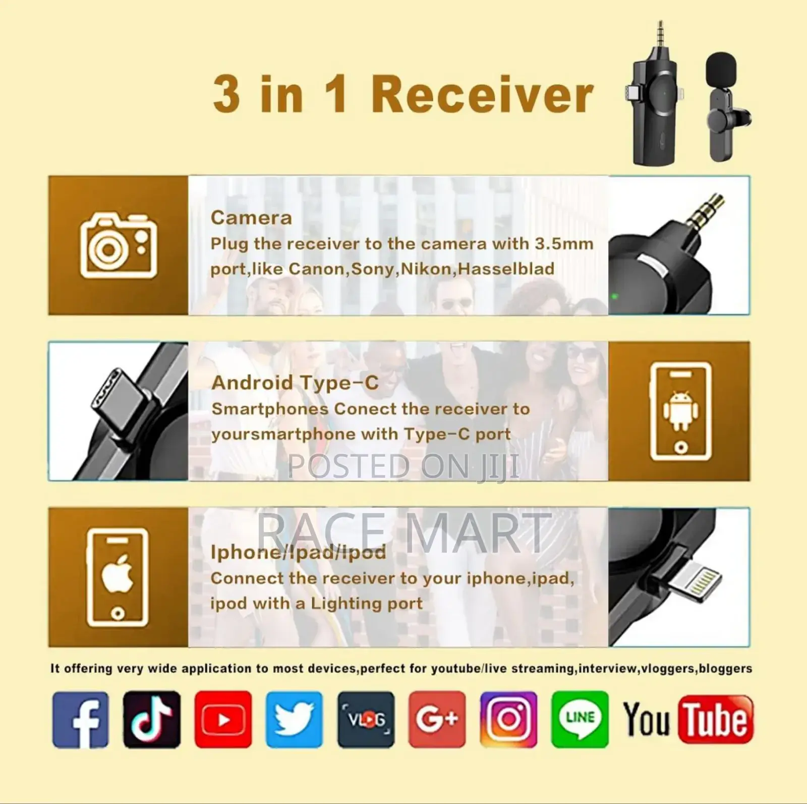 3 በ 1 የያዘ 3 በ 1 የያዘ ባለሁለት ገመድ አልባ የድምፅ መቅጃ