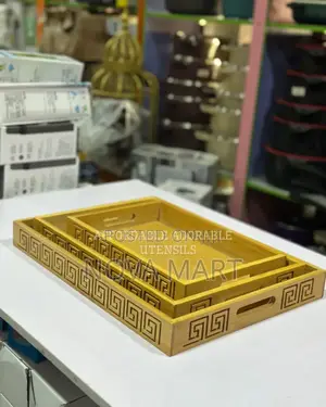 Multifunctional 3 Pieces Serving Tray Set Bamboo