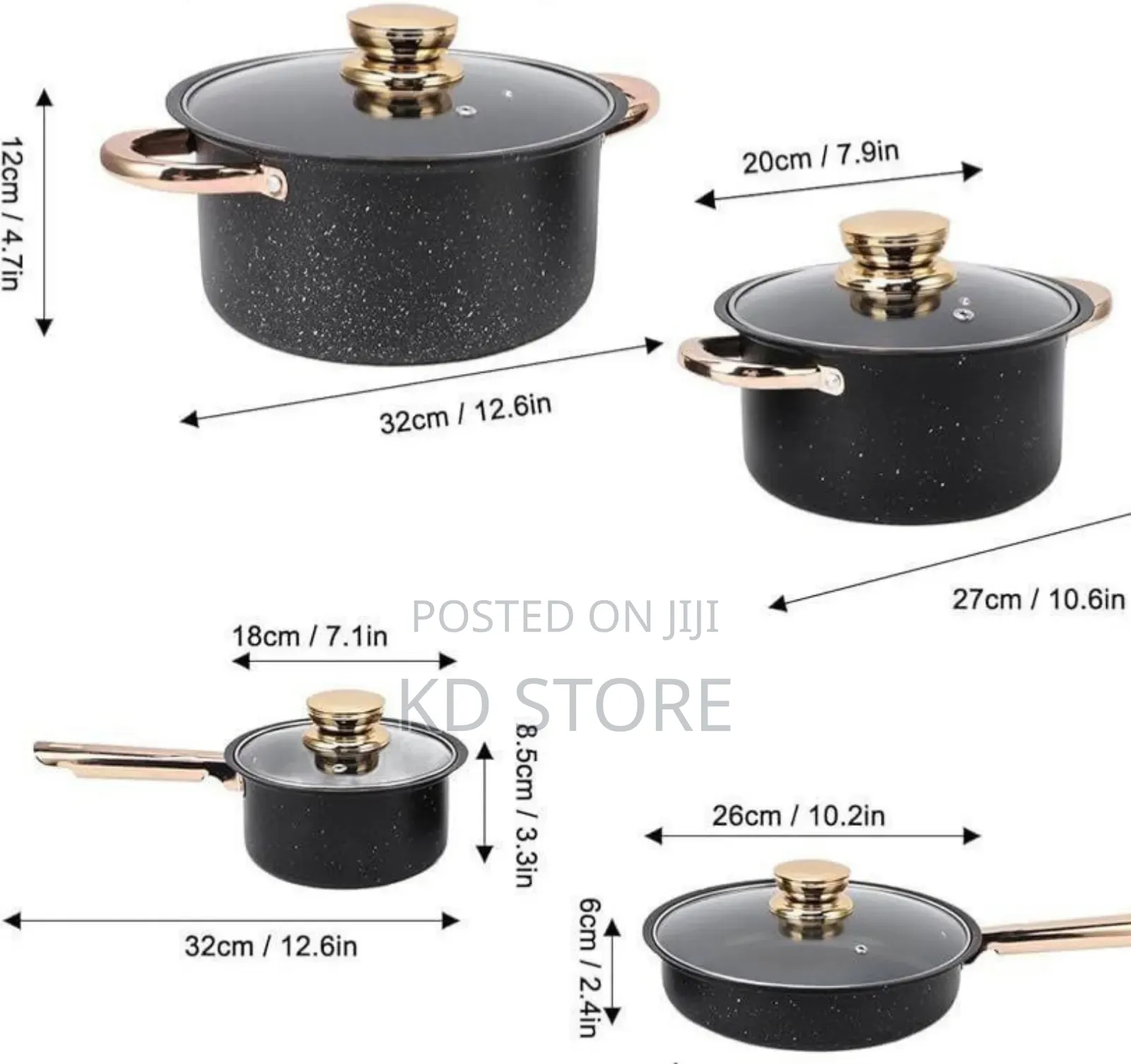 2 ድስቶች + 1 ወጥ ማቅረቢያ + 1 መጥበሻ 
 የማይዙ የማያሳርሩ ለይታ ውቡ የሆኑ